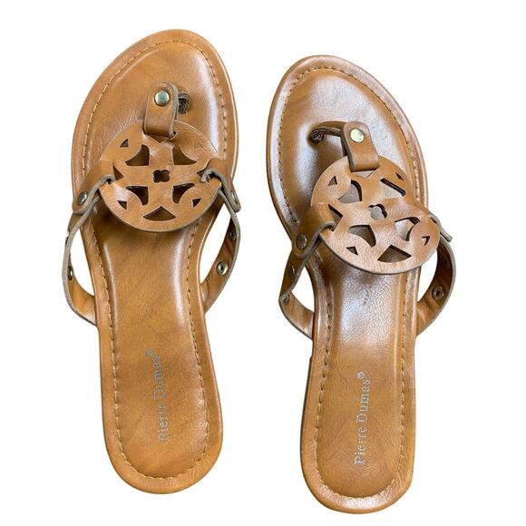 Pierre Dumas Womens Size 6,5 Brown Sandals Faux Leather Open Round Toe Shoes - Picture 1 of 5